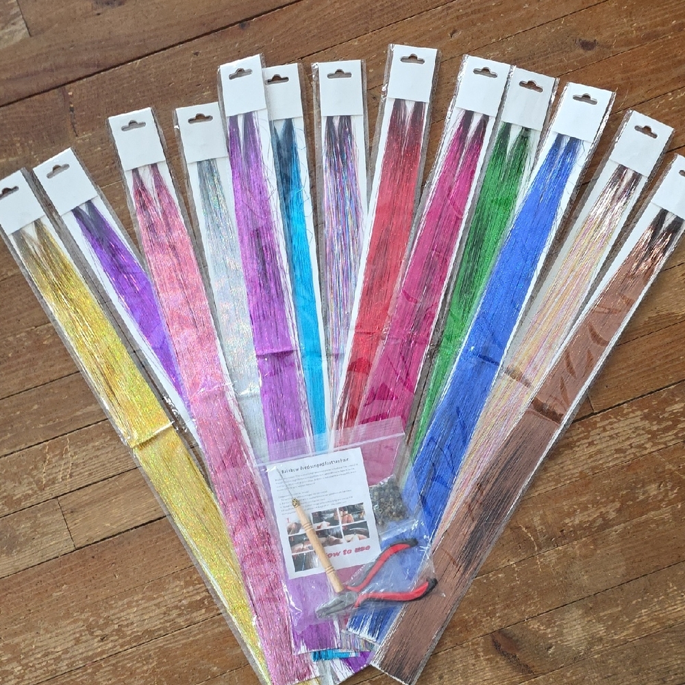 Vibrant Party Tinsel Hair Extensions